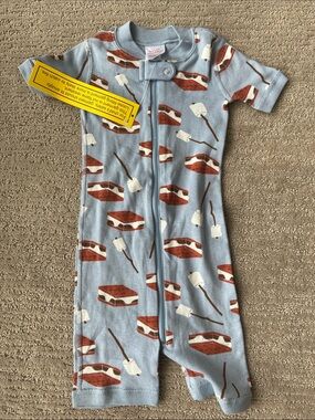 Blue Romper or PJs with S'mores Print